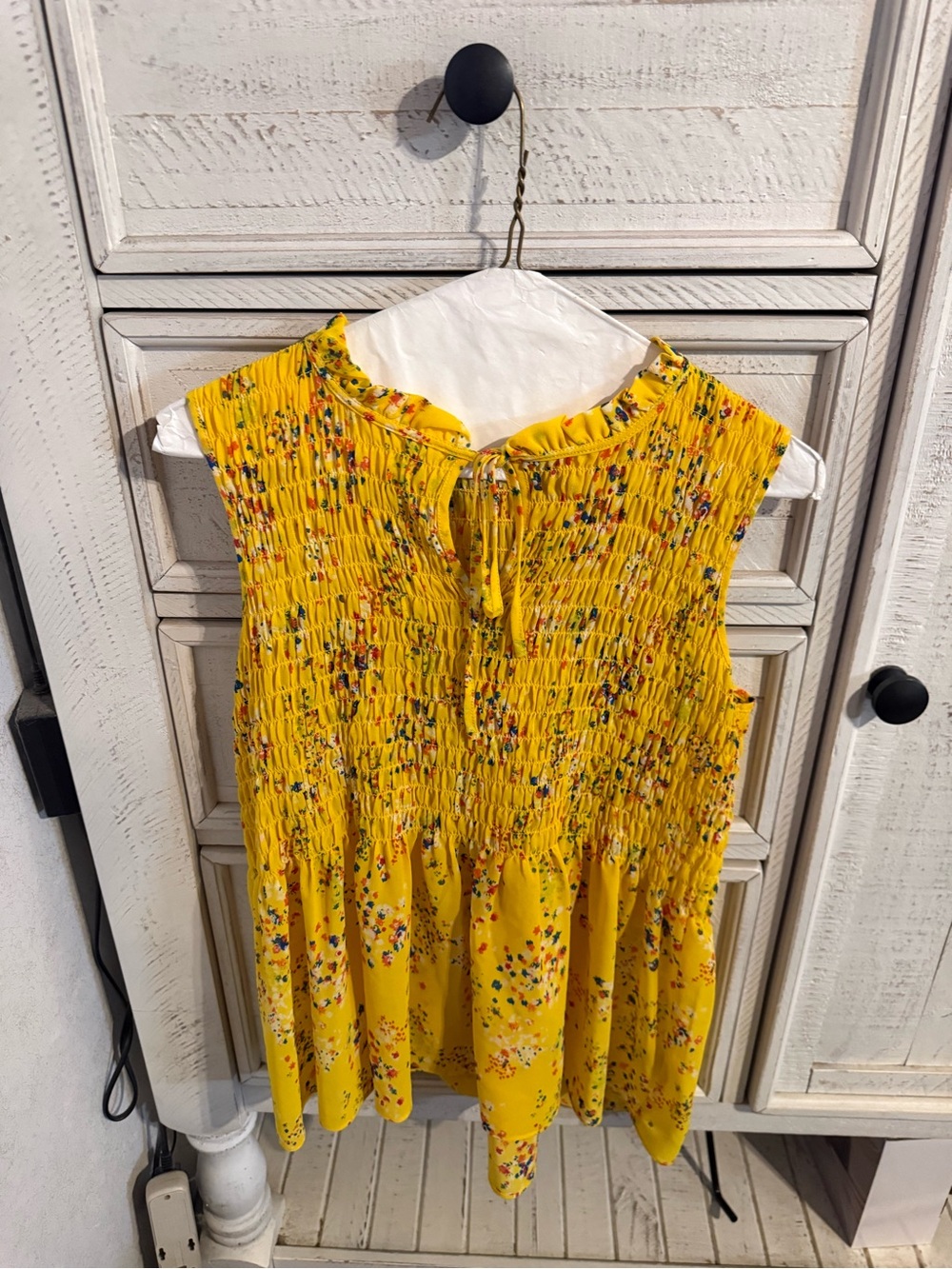 Rose & Olive Yellow Floral Smocked Tank Top